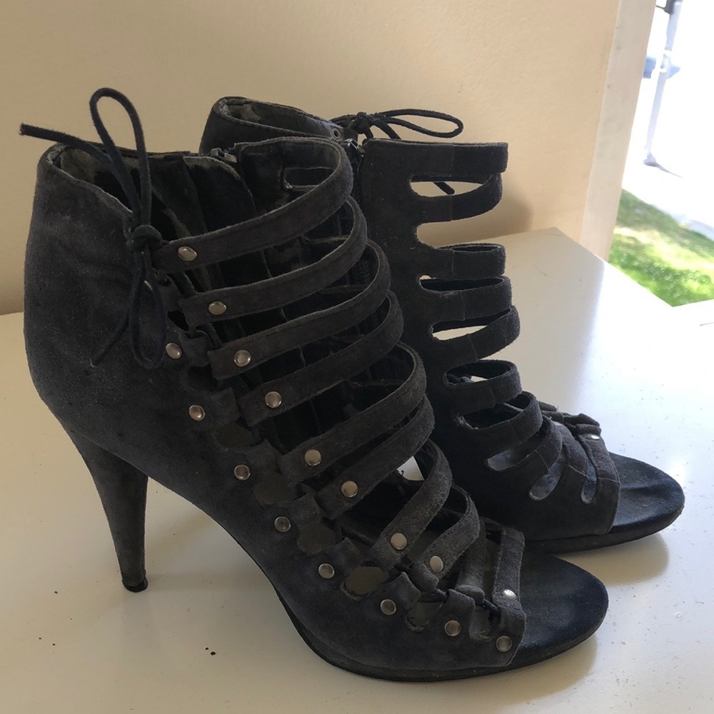 Nine West Suede Gladiator Heels with Zip